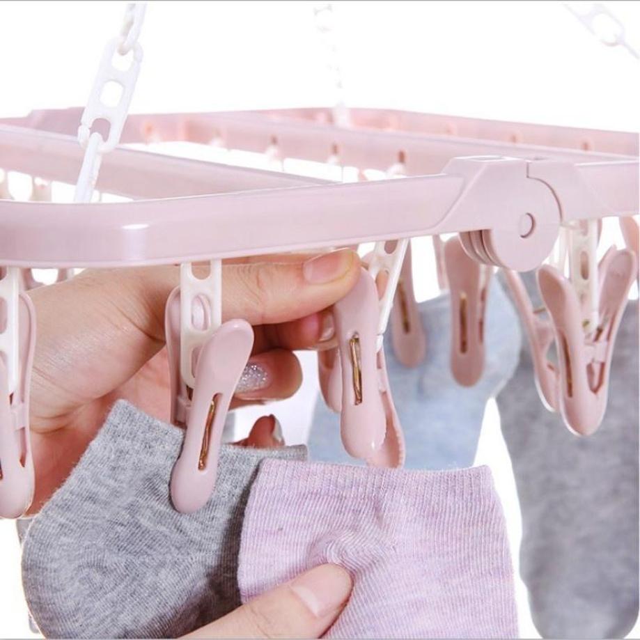 1 Pcs 32 Clips Folding Clothes - Baby Clothing Hanging Rack ulasan dan harga